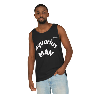 Aquarius Man Tank Top | Unisex Garment-Dyed Tee | Astrology Gift, Summer Wear, Birthday Apparel