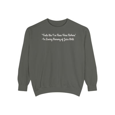 Juice WRLD Tribute Sweatshirt - 'Feels Like I've Been Here Before' with 999 Design