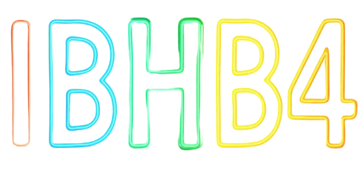 Colorful text 'IBHB4' with gradient fill on a white background