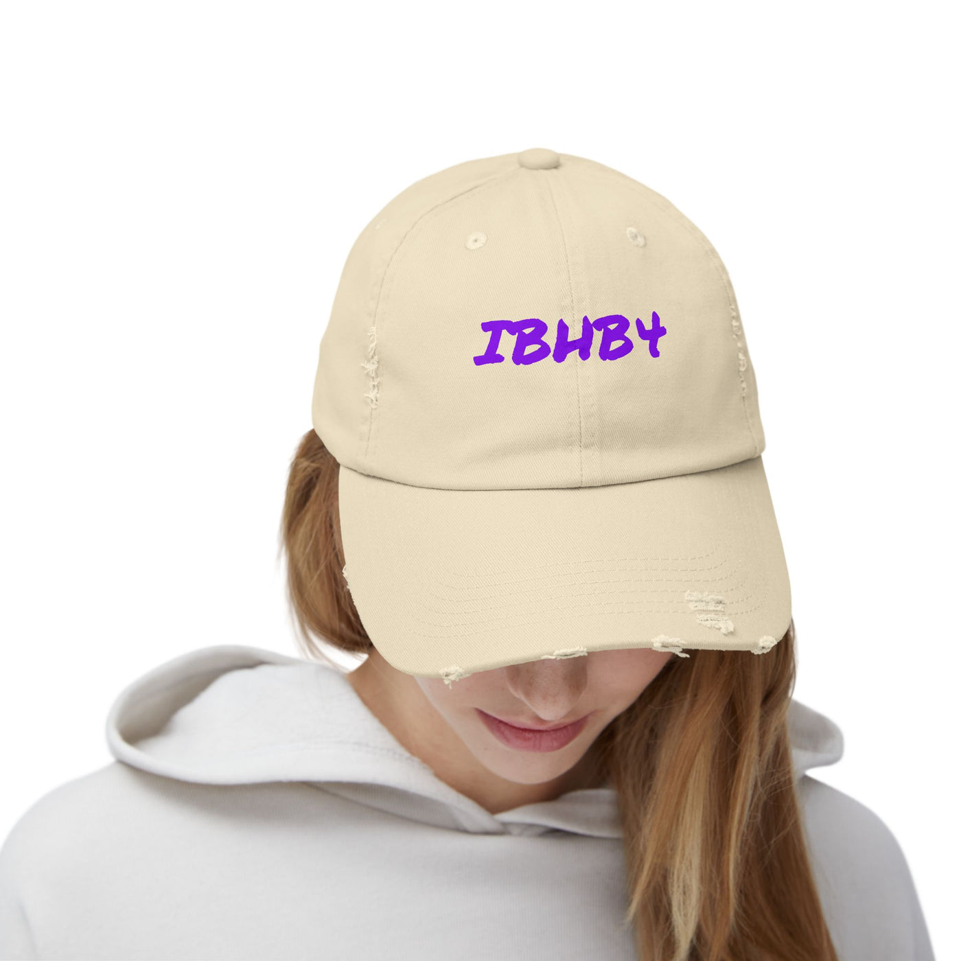 Unisex Distressed Cap with IBHB4 Design - Trendy Casual Headwear