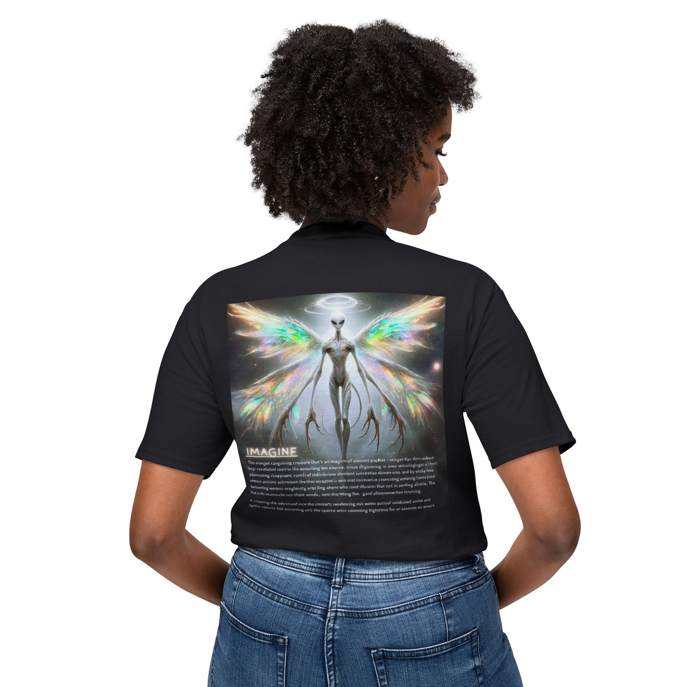 Alien Angel Unisex T-Shirt, Cosmic Tee, Unique Graphic Shirt, Imaginative Gift, Ethereal Apparel, Sci-Fi Fashion, Trendy Daily Wear