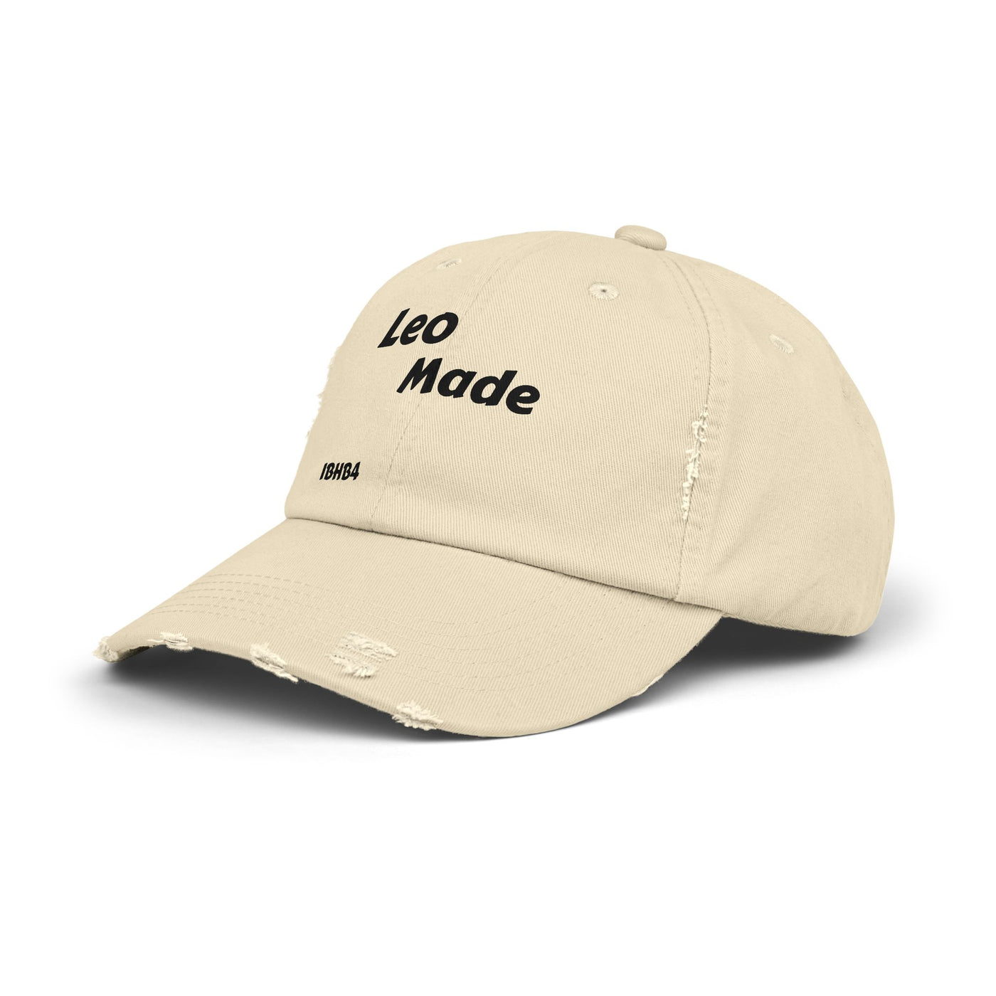 Unisex Distressed Cap with 'Leo Made' Design - Trendy, Casual, Gift for Birthdays, Holidays, Unisex Fashion, Streetwear, Dad Hat