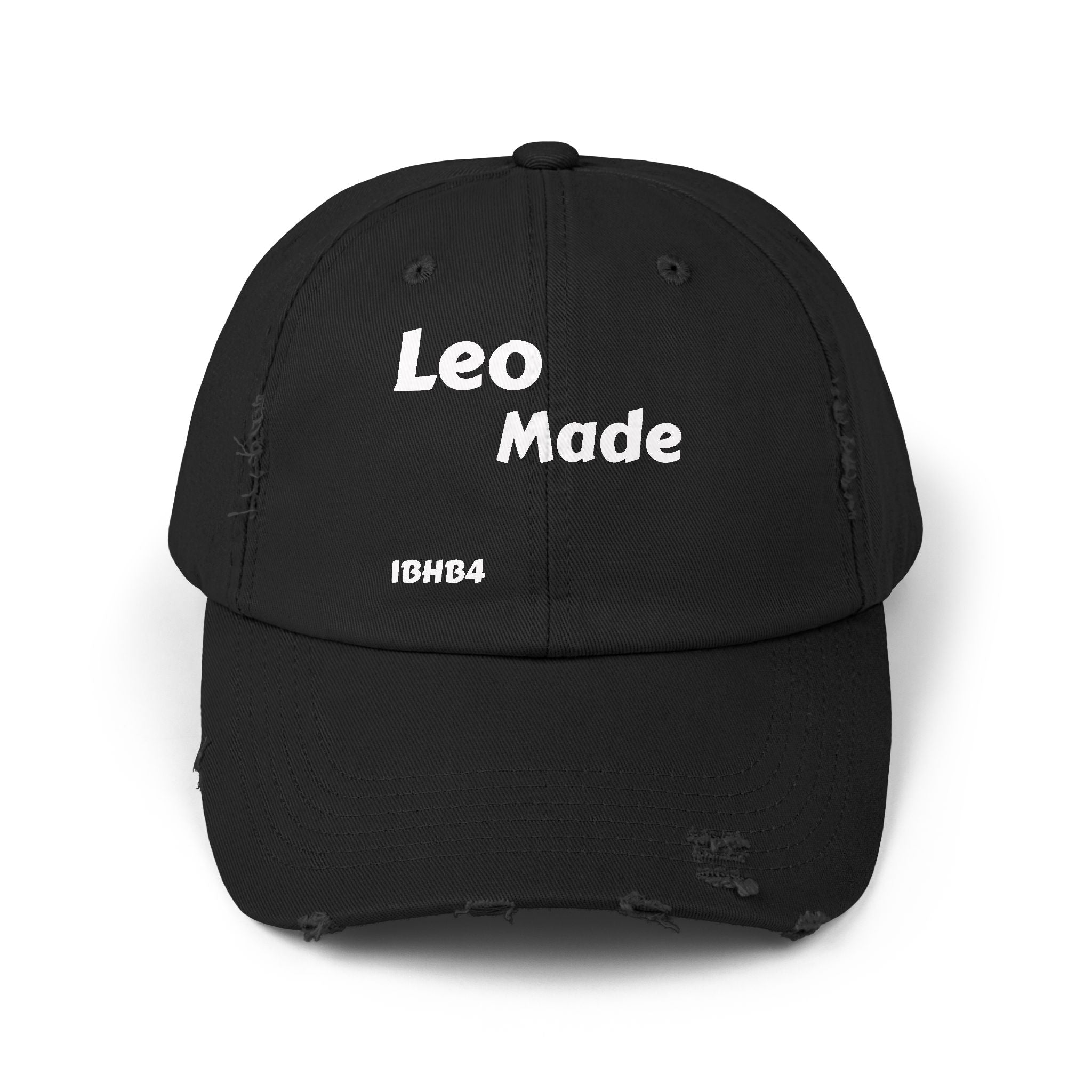 Unisex Distressed Cap with 'Leo Made' Design - Trendy, Casual, Gift for Birthdays, Holidays, Unisex Fashion, Streetwear, Dad Hat
