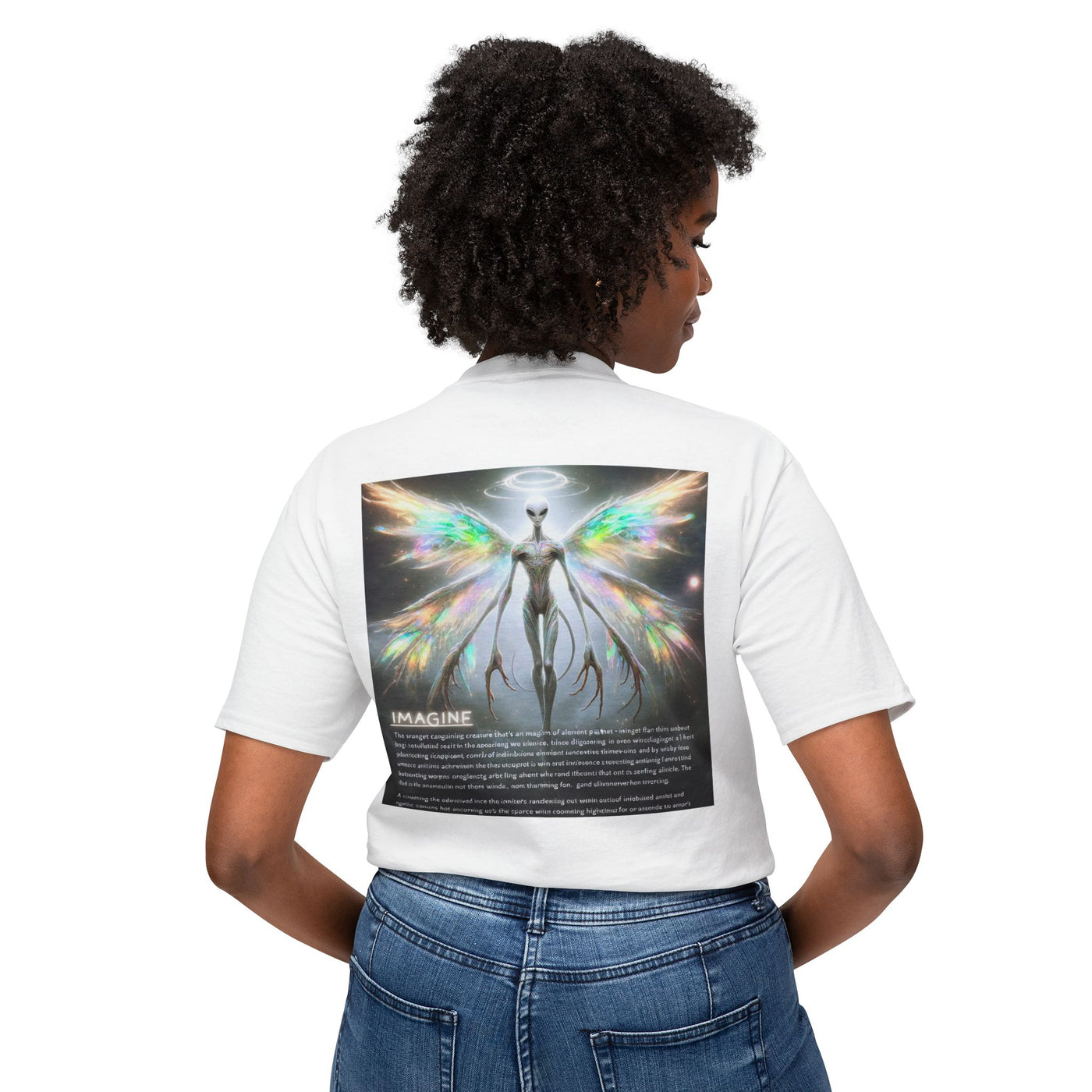Alien Angel Unisex T-Shirt, Cosmic Tee, Unique Graphic Shirt, Imaginative Gift, Ethereal Apparel, Sci-Fi Fashion, Trendy Daily Wear