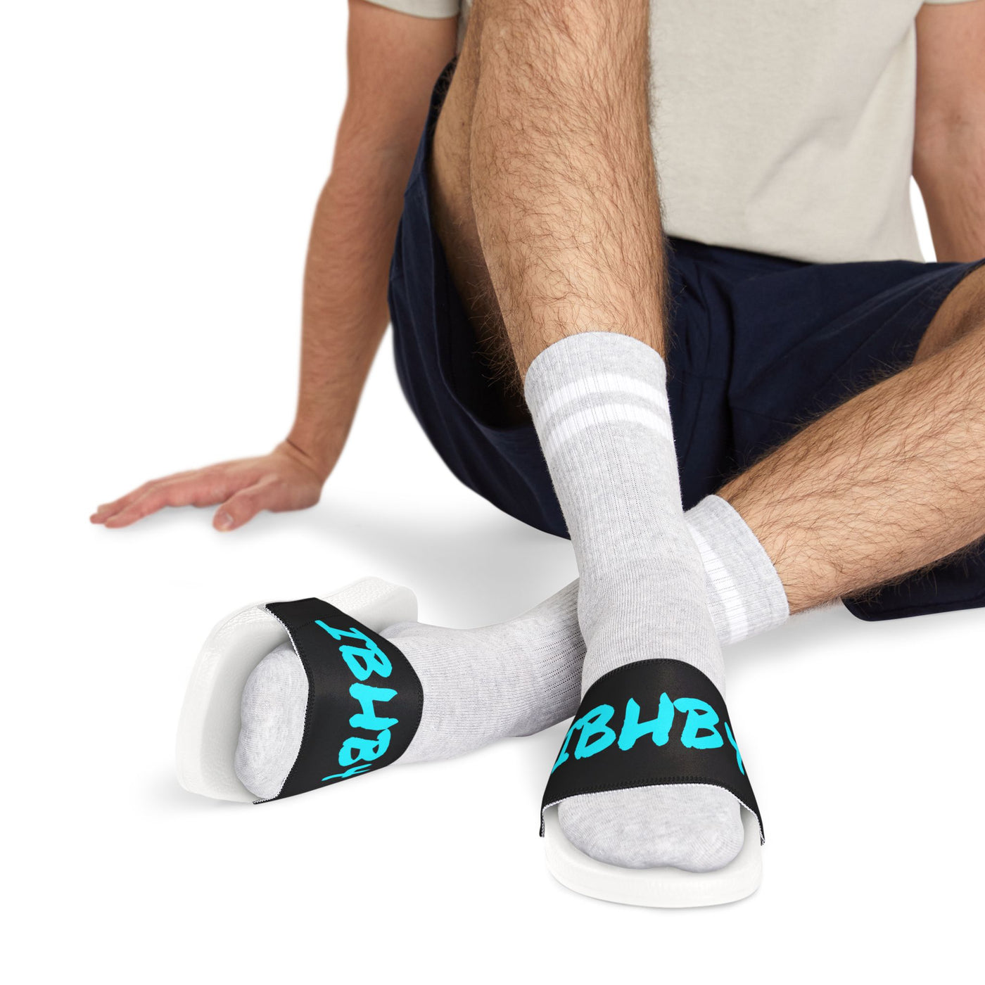 Trendy Men's Removable-Strap Sandals with Bold Text
